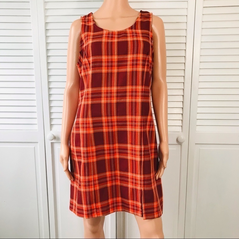 2/$25 NO BOUNDARIES Red Plaid Sleeveless Dress Size XL